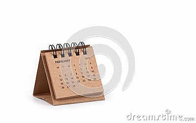 Calendar 2018 and month of february on white background Stock Photo