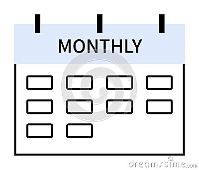 Calendar with Monthly Header and Grid of Squares Representing Days in a Month Vector Illustration