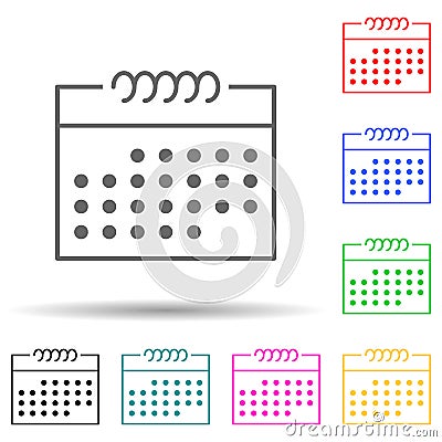 The calendar multi color set icon. Simple thin line, outline vector of web icons for ui and ux, website or mobile application Stock Photo