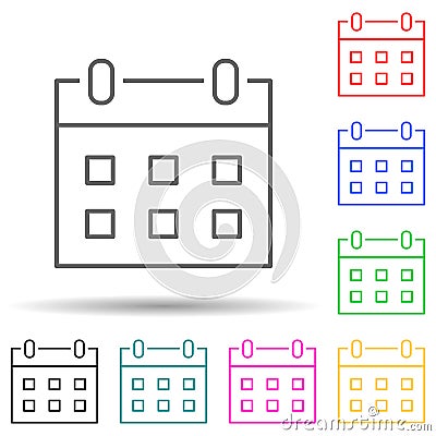 Calendar multi color set icon. Simple thin line, outline vector of web icons for ui and ux, website or mobile application Stock Photo