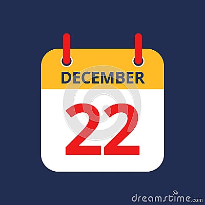 Calendar 22nd of December Vector Illustration