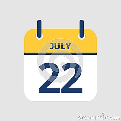 Calendar 22nd of July Vector Illustration