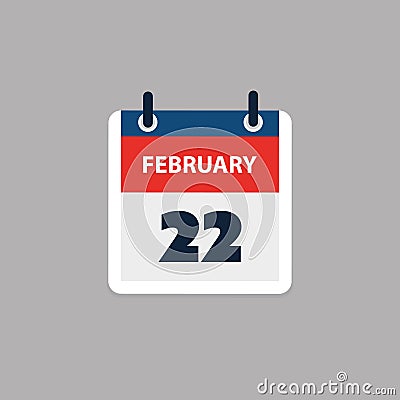 Calendar Page Design for Day of 22nd February - Banner, Design Element for Web, Vector Illustration