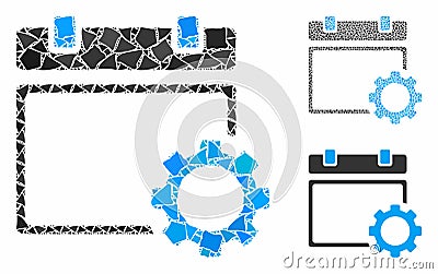 Calendar page options gear Composition Icon of Irregular Pieces Vector Illustration