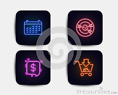 Calendar, Payment message and Targeting icons. Shopping sign. Business audit, Finance, Target with arrows. Vector Vector Illustration