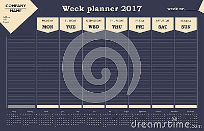 2017 calendar, planner, schedule for companies and private use Vector Illustration