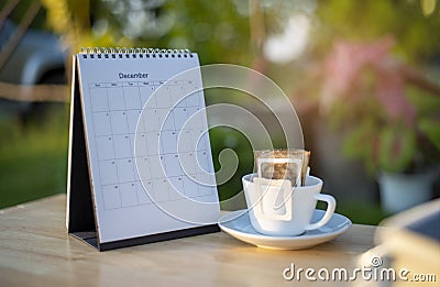 2022 Calendar for Planner to manage and plan daily agenda, appointment, and timetable for a job. Calender, and drift coffee Stock Photo