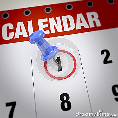 Calendar and pushpin Stock Photo