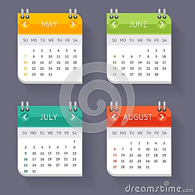 Calendar Quarter Month Set. Vector Vector Illustration