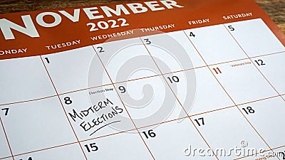 Midterm Elections Marked on a Calendar Stock Photo