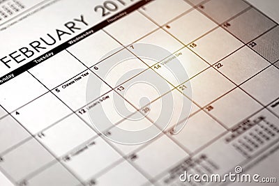 Calendar Reminder for Valentine Stock Photo
