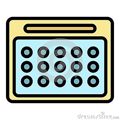 Calendar with round dates icon color outline vector Vector Illustration