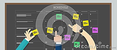 Calendar schedule board with hand plan Vector Illustration