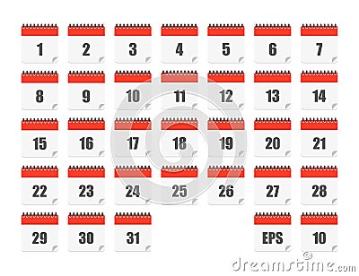 Calendar set every day in flat style Vector Illustration