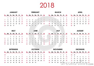 The 2018 calendar Vector Illustration