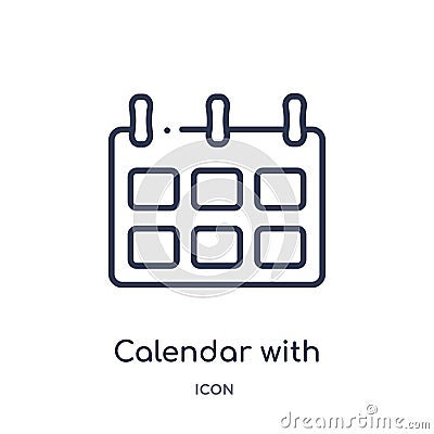 calendar with six days icon from tools and utensils outline collection. Thin line calendar with six days icon isolated on white Vector Illustration