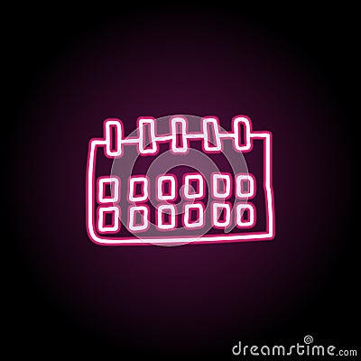 The calendar sketch neon icon. Simple thin line, outline vector of education icons for ui and ux, website or mobile application Stock Photo