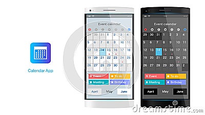 Calendar smartphone app Vector Illustration