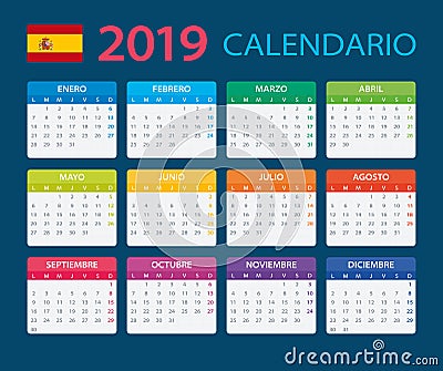 Calendar 2019 - Spanish Version Cartoon Illustration