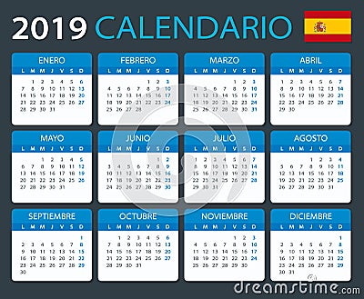 Calendar 2019 - Spanish Version Cartoon Illustration