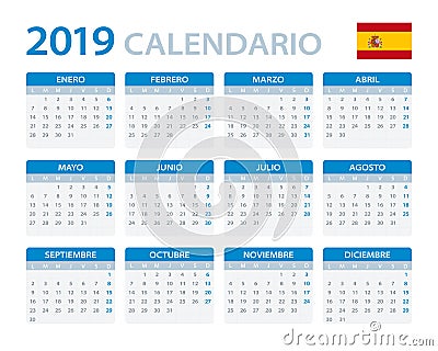 Calendar 2019 - Spanish Version Cartoon Illustration