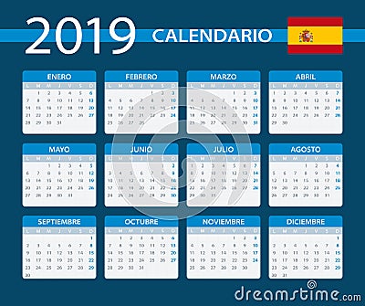 Calendar 2019 - Spanish Version Cartoon Illustration