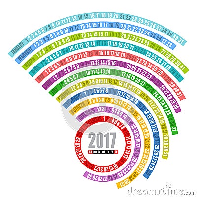 2017 calendar spiral template Vector Illustration