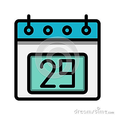 Calendar 29st date color linear icon. time, event, schedule and business symbols icons. Suitable for websites, UI, interfaces and Vector Illustration