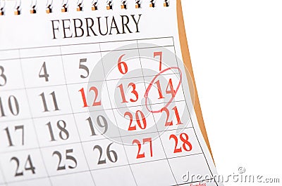 Calendar with St. Valentine date Stock Photo