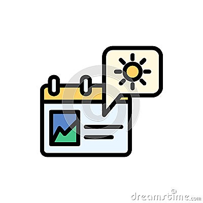 Calendar sun icon. Simple color with outline vector elements of almanac icons for ui and ux, website or mobile application Stock Photo