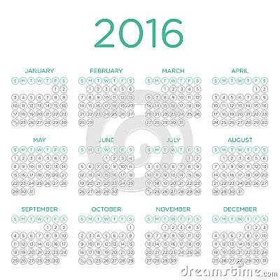 Calendar template 2016 Stock Photo