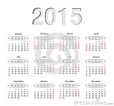 Calendar 2015 Cartoon Illustration