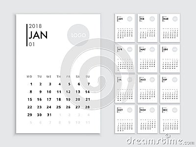 Calendar 2018 template Vector Illustration