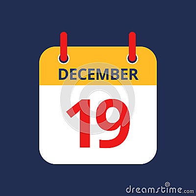 Calendar 19th of December Vector Illustration