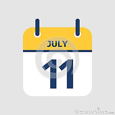 Calendar 11th of July Vector Illustration