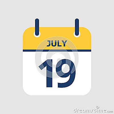 Calendar 19th of July Vector Illustration