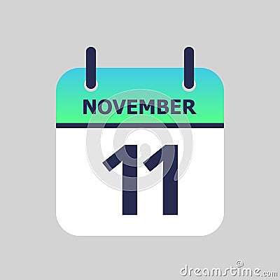 Calendar 11th of November Vector Illustration