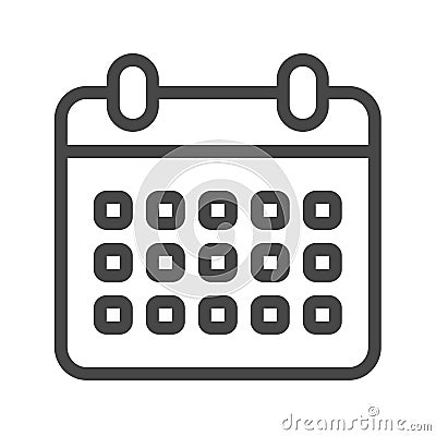 Calendar Thin Line Vector Icon Vector Illustration