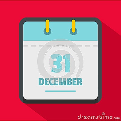 Calendar thirty first december icon, flat style Vector Illustration