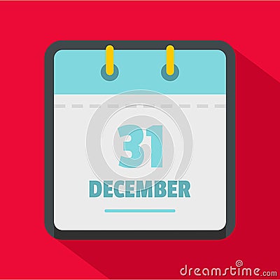 Calendar thirty first december icon, flat style Cartoon Illustration