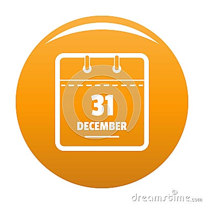 Calendar thirty first december icon orange Cartoon Illustration