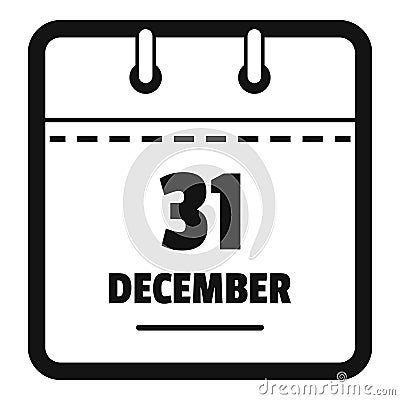 Calendar thirty first december icon, simple black style Vector Illustration