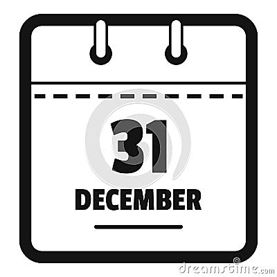 Calendar thirty first december icon, simple black style Cartoon Illustration