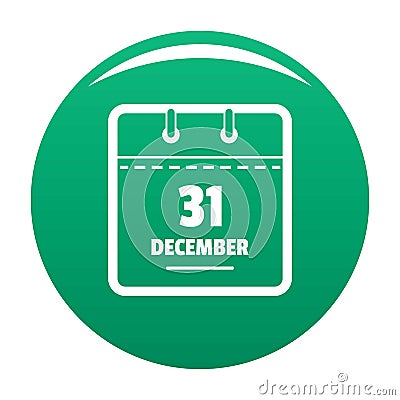 Calendar thirty first december icon vector green Vector Illustration