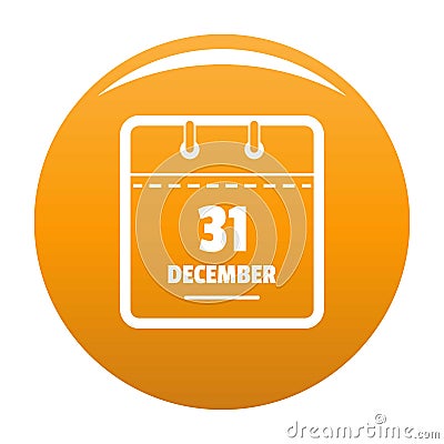 Calendar thirty first december icon vector orange Vector Illustration