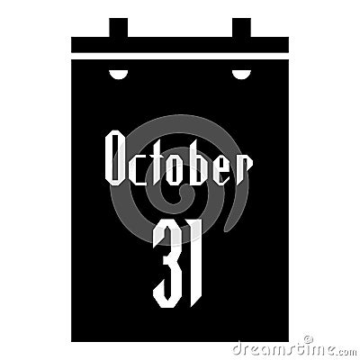 Calendar thirty first of October icon Cartoon Illustration