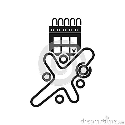 Calendar Time Commitment Teamwork Together Black Logo Vector Illustration