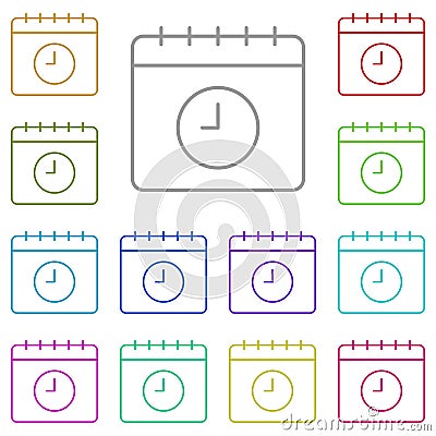 Calendar, time multi color icon. Simple thin line, outline vector of calendar icons for ui and ux, website or mobile application Stock Photo