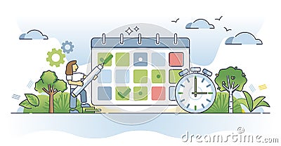 Calendar time schedule with appointment event planning outline concept Vector Illustration