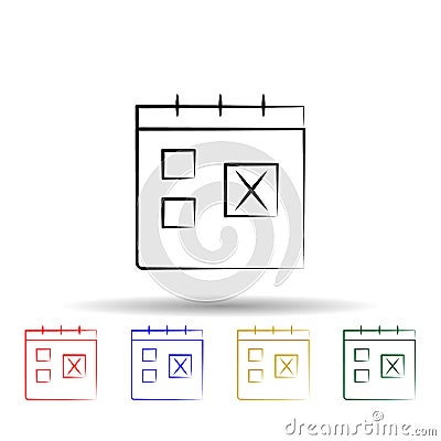 calendar travel time multi color style icon. Simple thin line, outline vector of travel icons for ui and ux, website or mobile Stock Photo